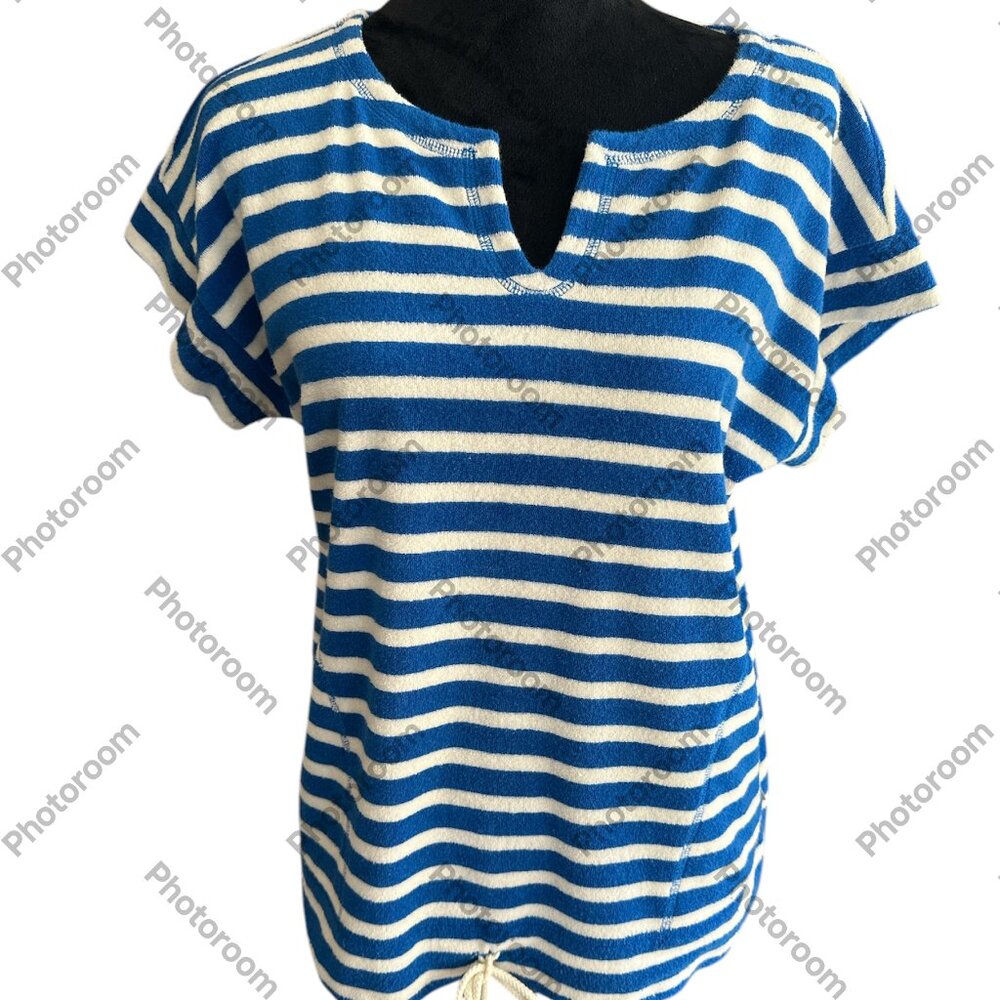 Blue and White Striped Women's Blouse